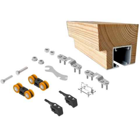 Lükandukse komplekt ESSENTIAL TIMBER SF-P70 READY puit/alumiinium siin 2m 1x Soft-close